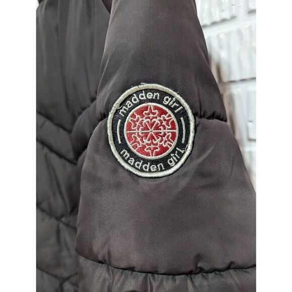 Madden Girl Women's Black Solid Long-Sleeve Polyester Full-Zip Puffer Coat Size - Picture 2 of 9